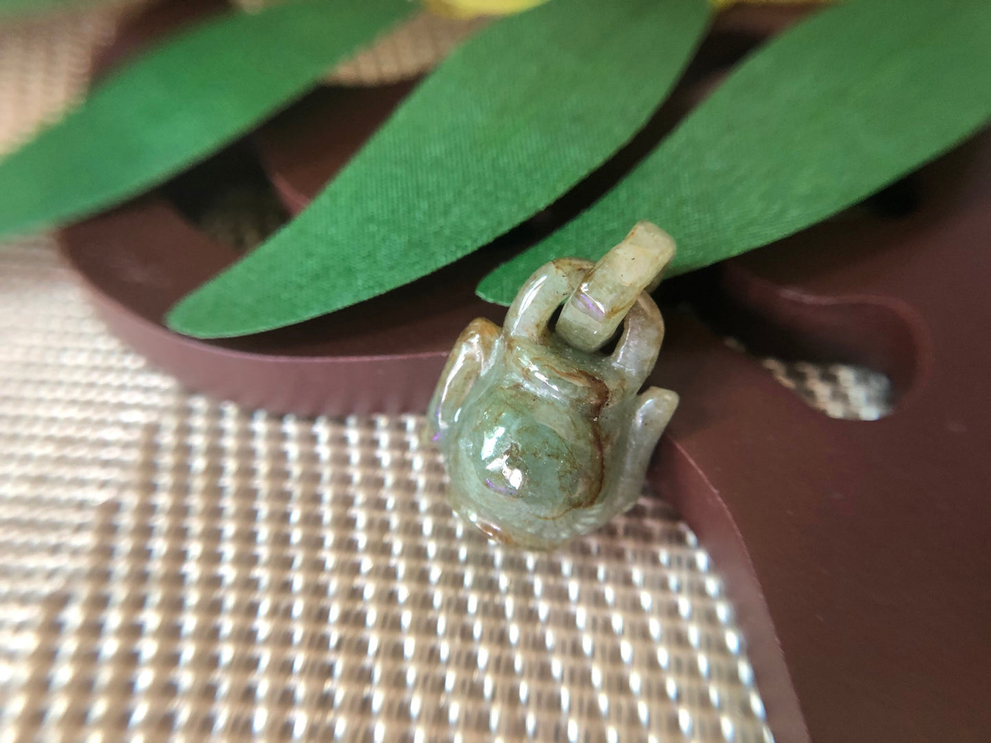 Moss Green Jadeite Jade Teapot Pendant