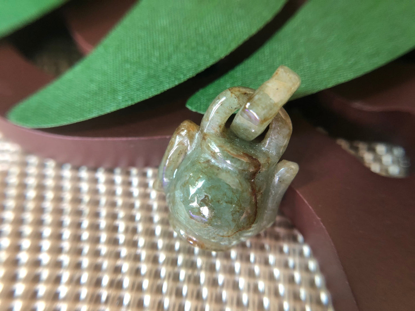 Moss Green Jadeite Jade Teapot Pendant