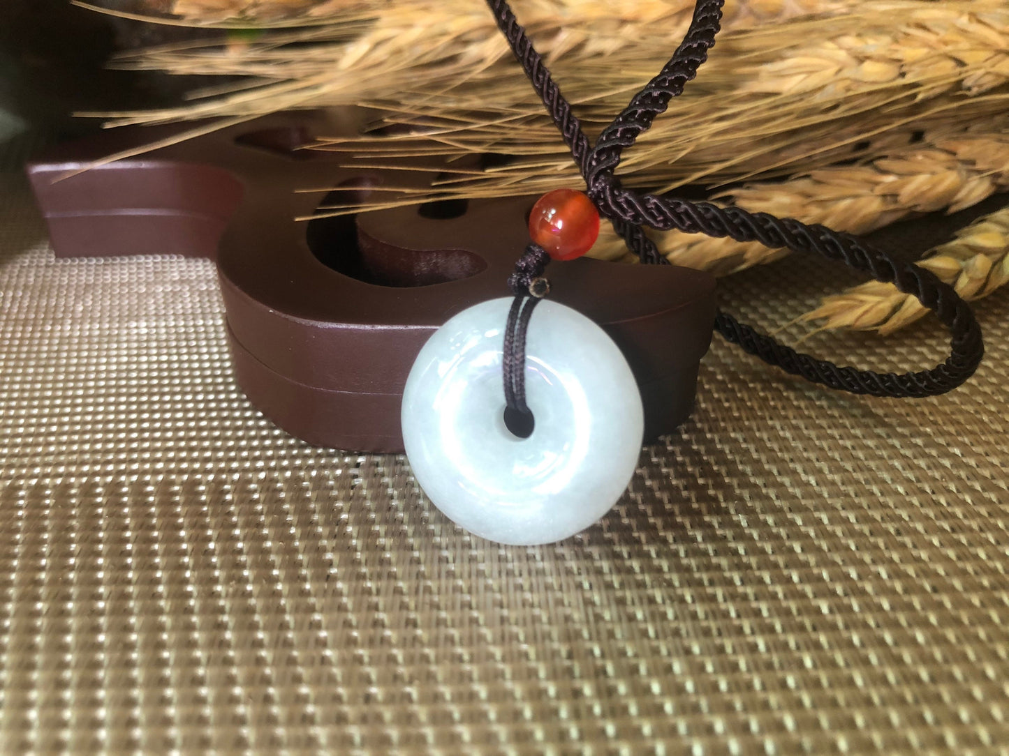 White Jadeite Donut Pendant