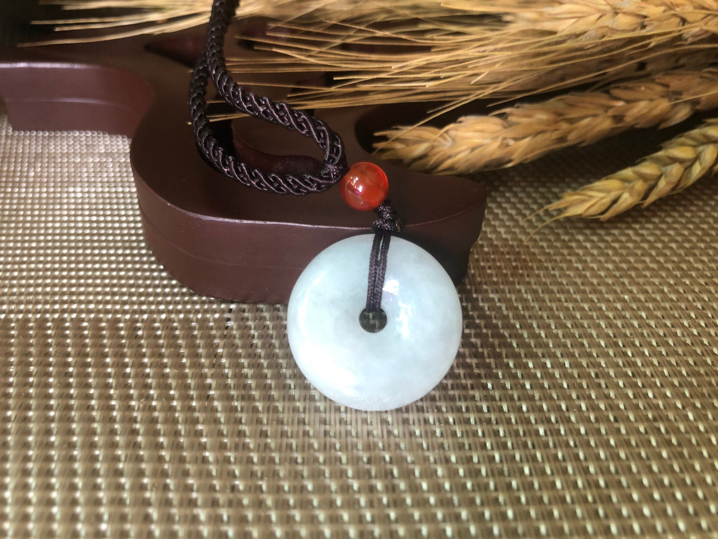 White Jadeite Donut Pendant