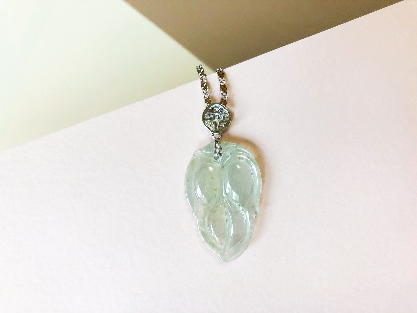 Icy Jadeite Leaf Pendant