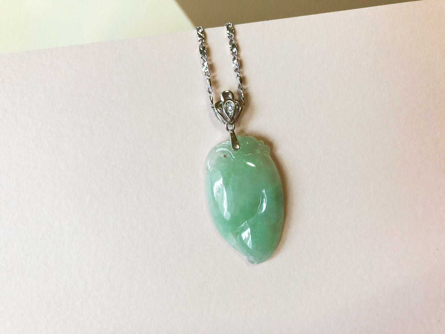 Milky Green Heart Shape Jadeite Pendant