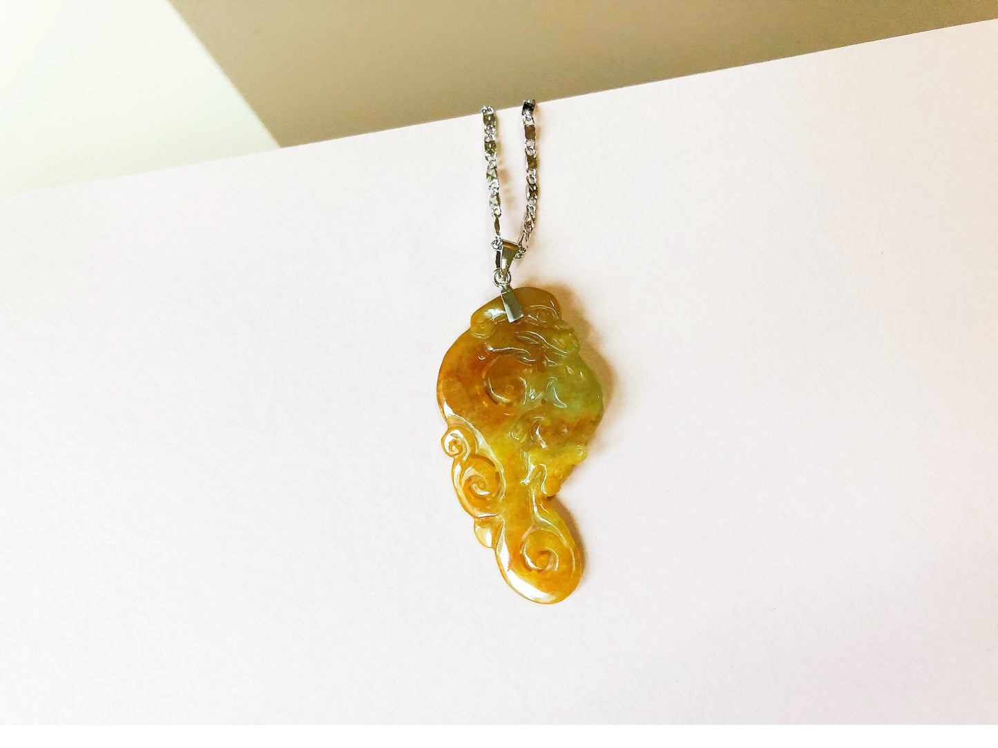 Golden Honey Yellow Jadeite Phoenix Pendant