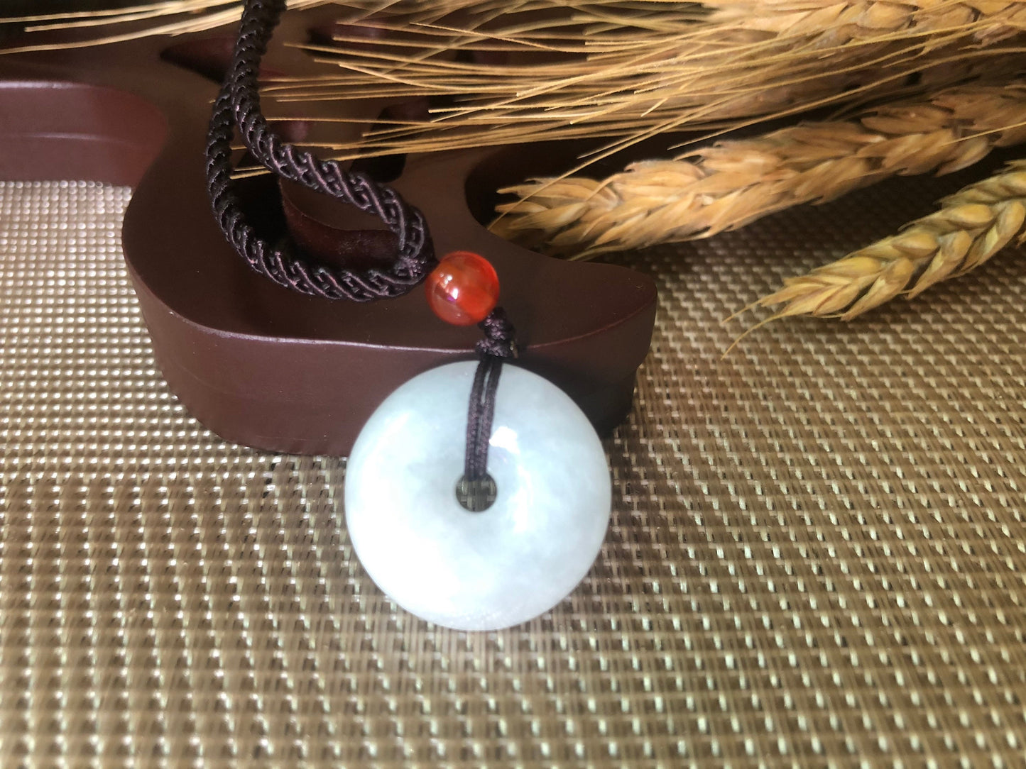 White Jadeite Donut Pendant