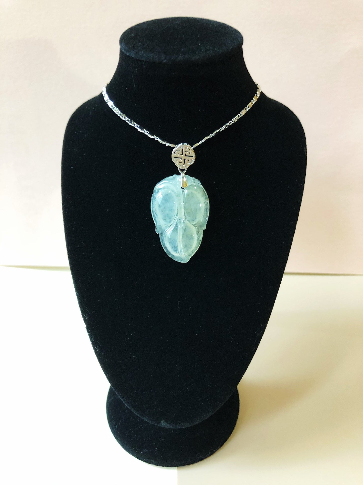 Icy Jadeite Leaf Pendant