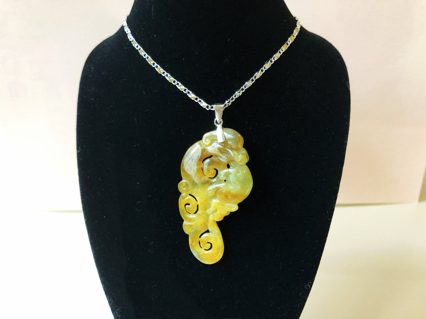 Golden Honey Yellow Jadeite Phoenix Pendant