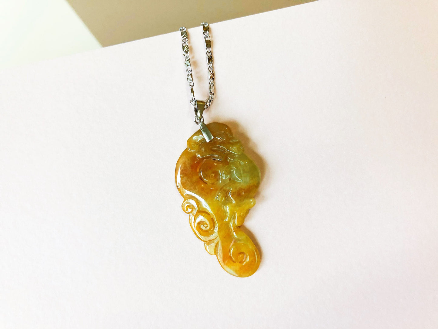 Golden Honey Yellow Jadeite Phoenix Pendant