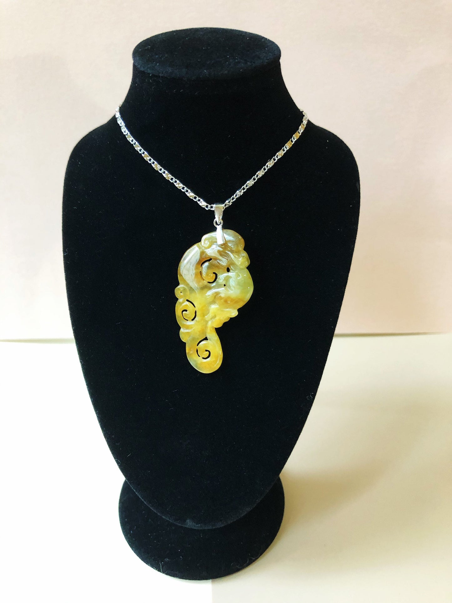 Golden Honey Yellow Jadeite Phoenix Pendant