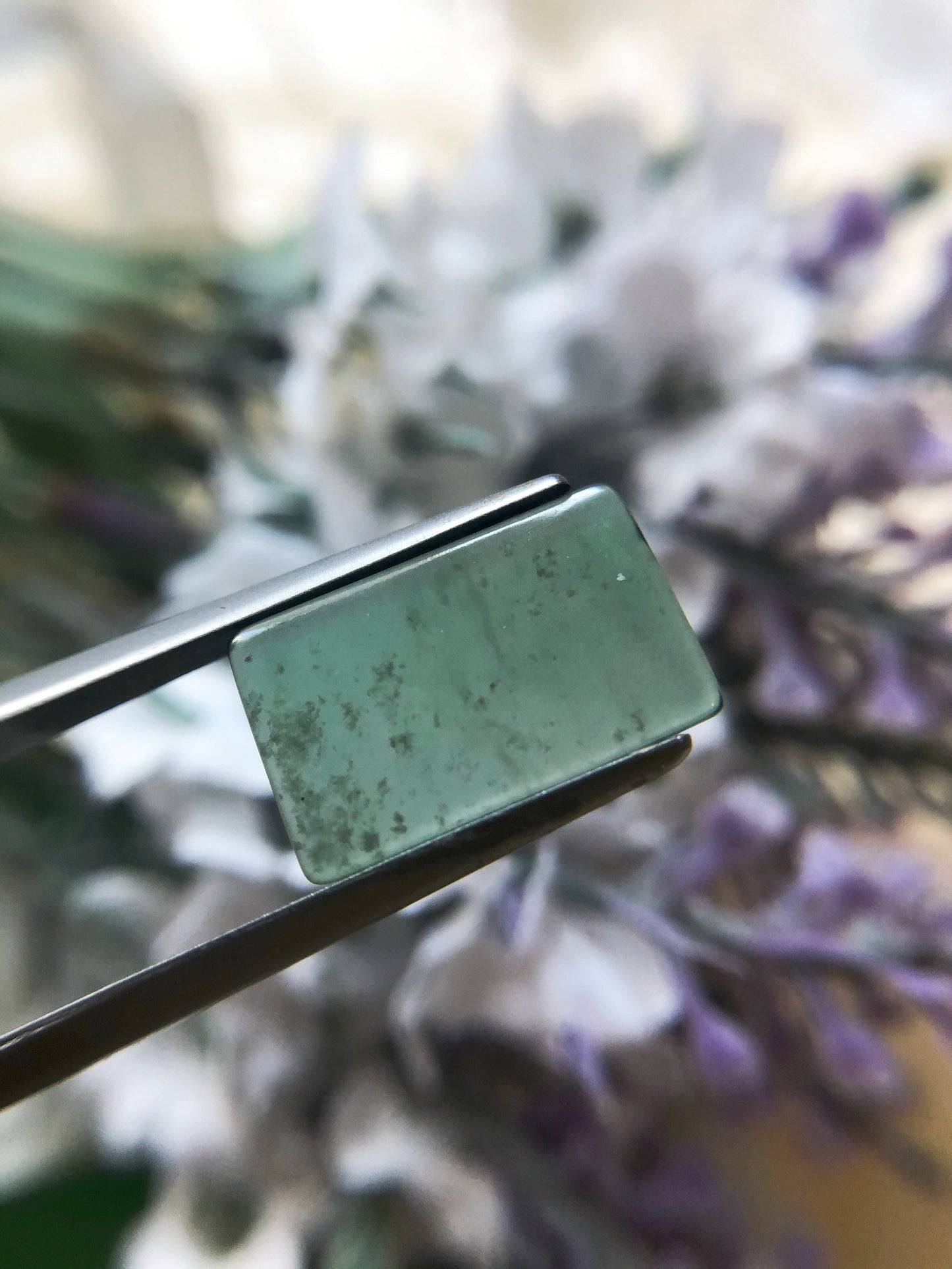 Icy Mossy Green Jadeite Rectangle Loose Gemstone