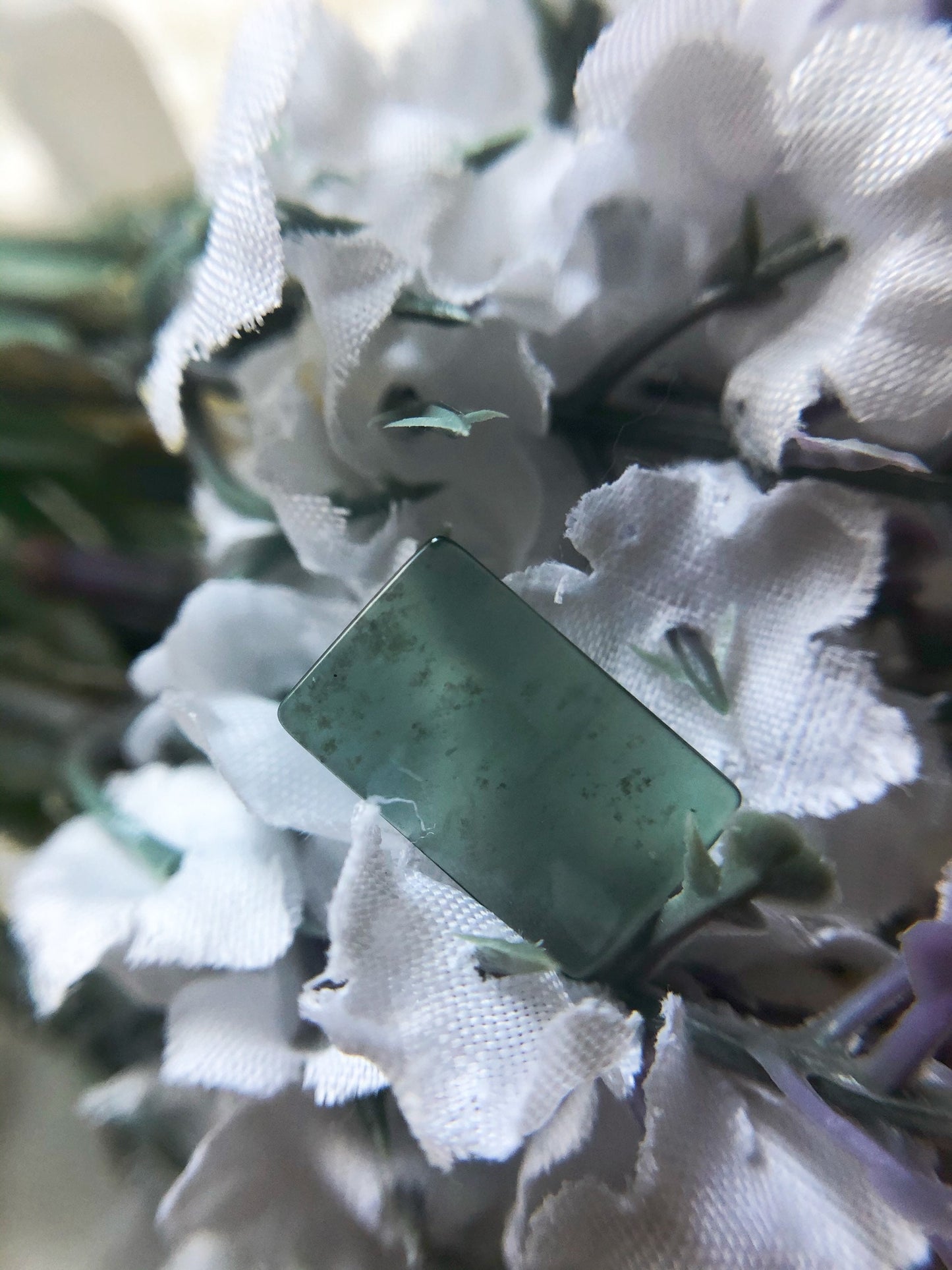 Icy Mossy Green Jadeite Rectangle Loose Gemstone