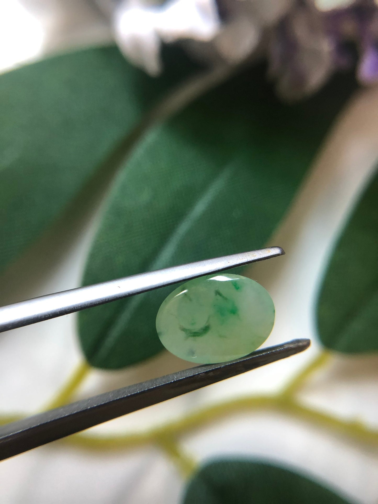 Icy Green Jadeite Cabochon