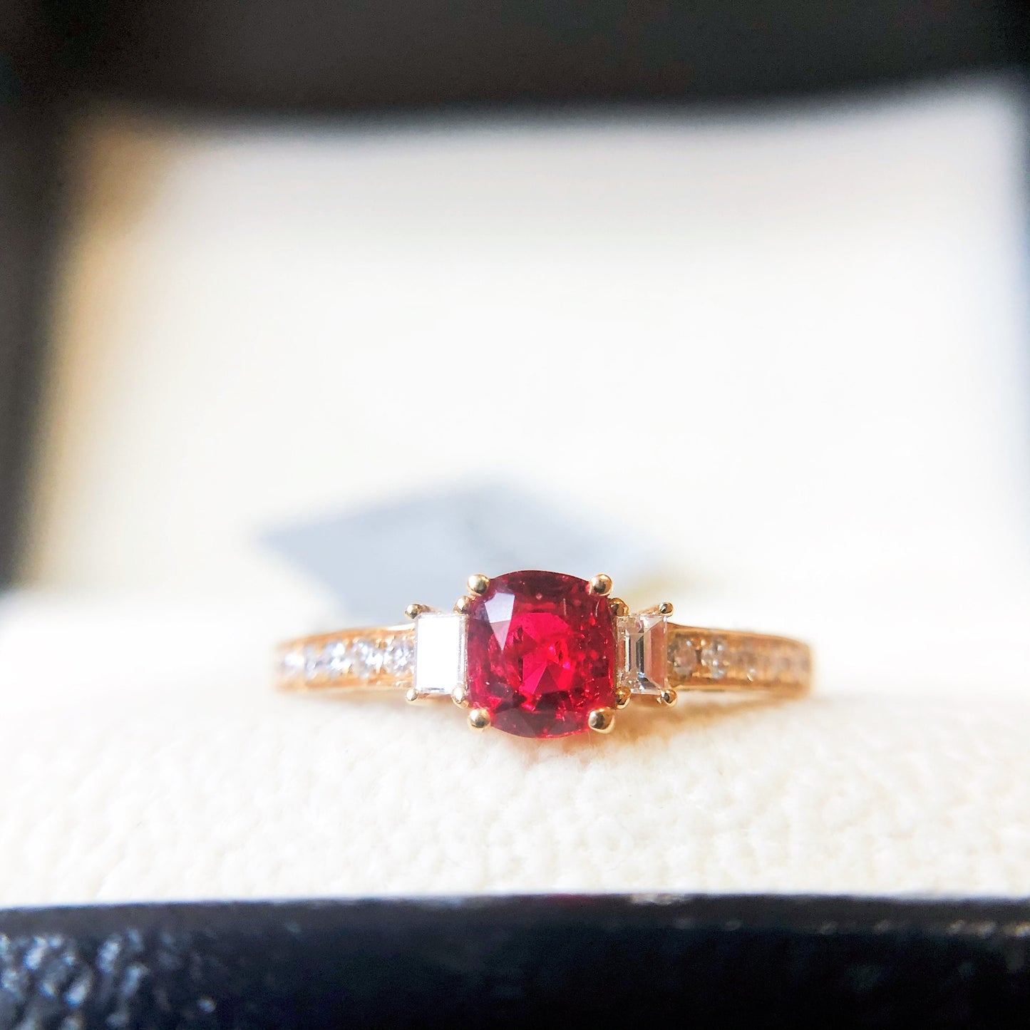 Vivid Red Spinel and Diamond 18K Gold Cocktail Ring