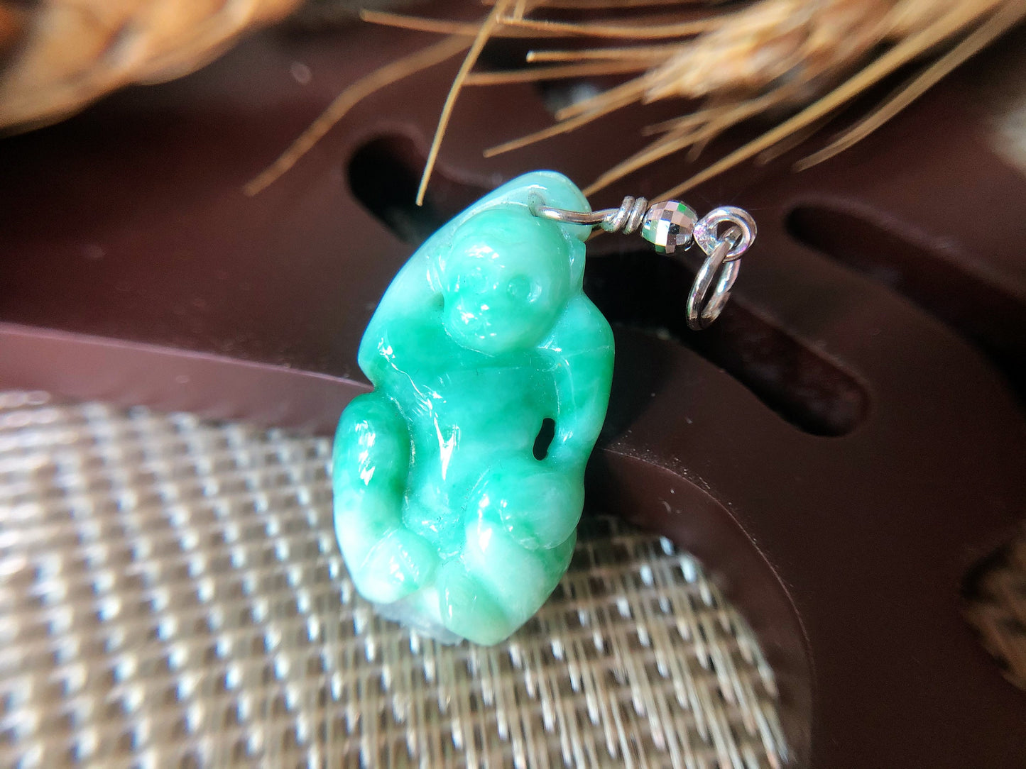 Apple Green Monkey Jadeite Jade Pendant