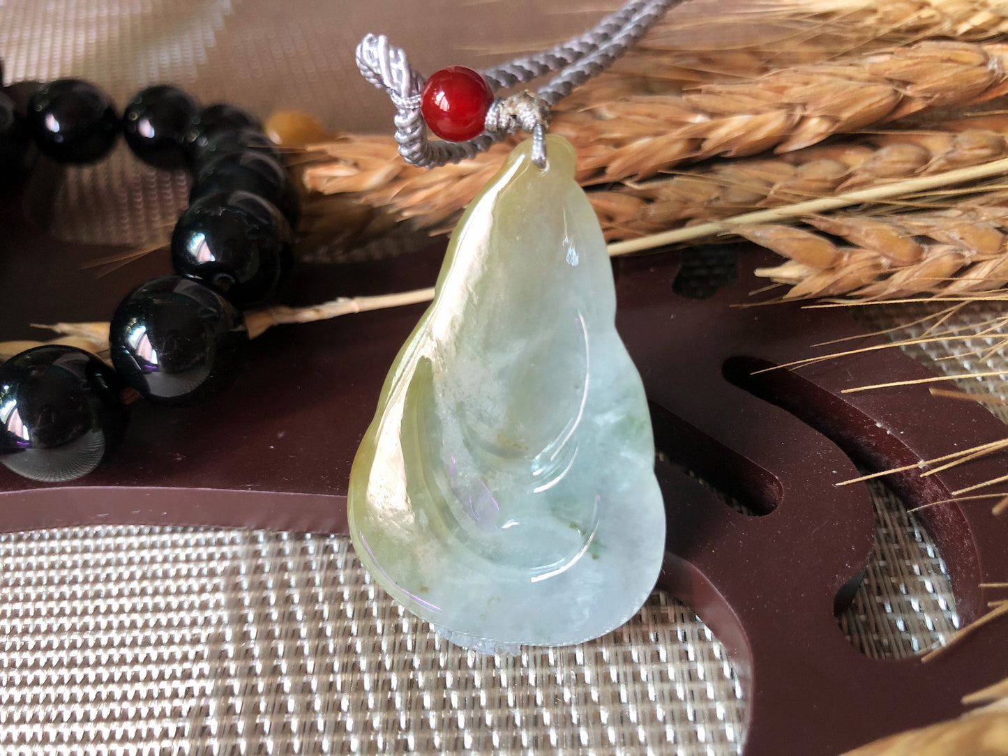 Icy Yellow Jade Lotus Flower Pendant