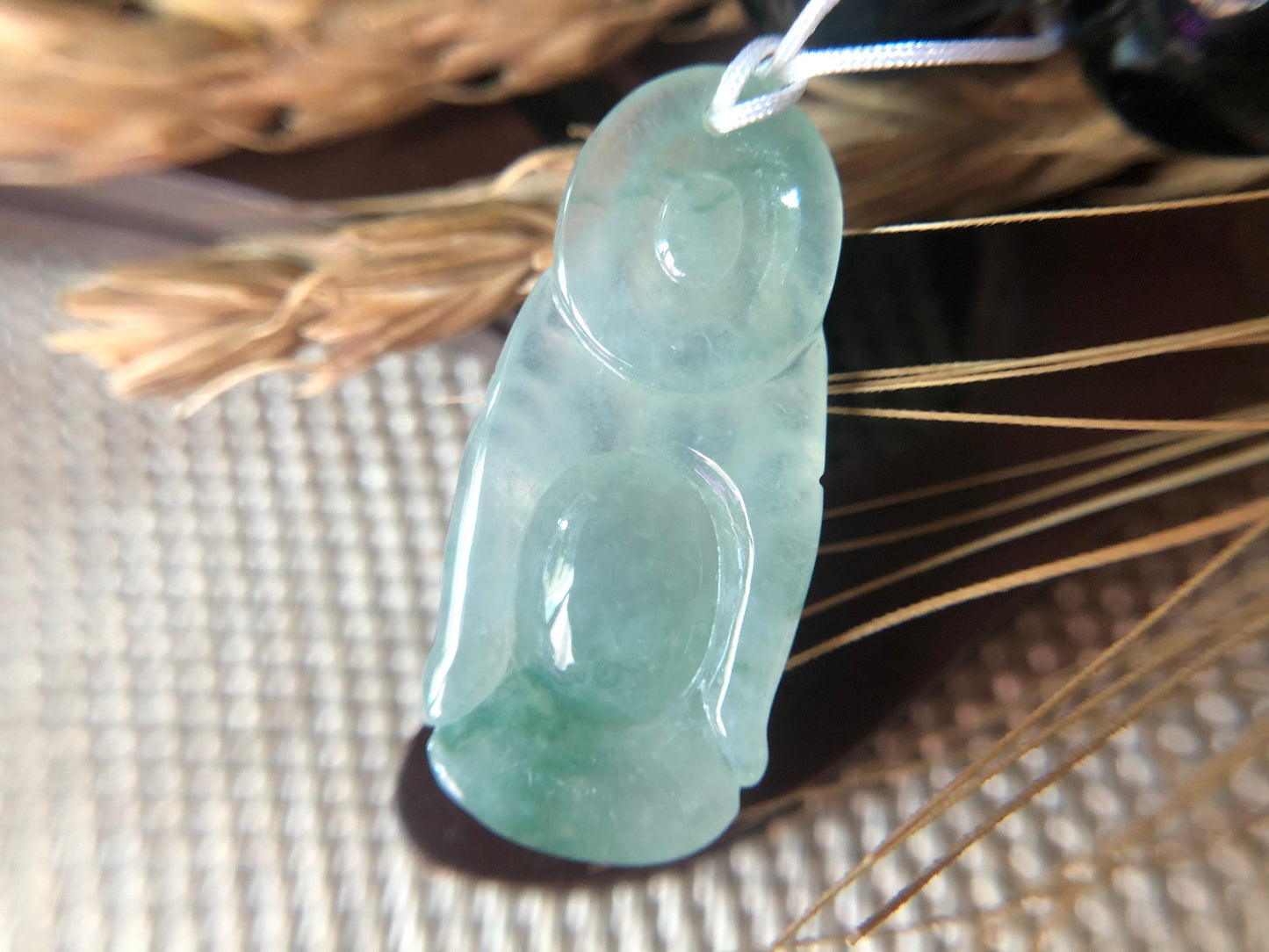 Icy Type Green Jadeite Happy Buddha Pendant