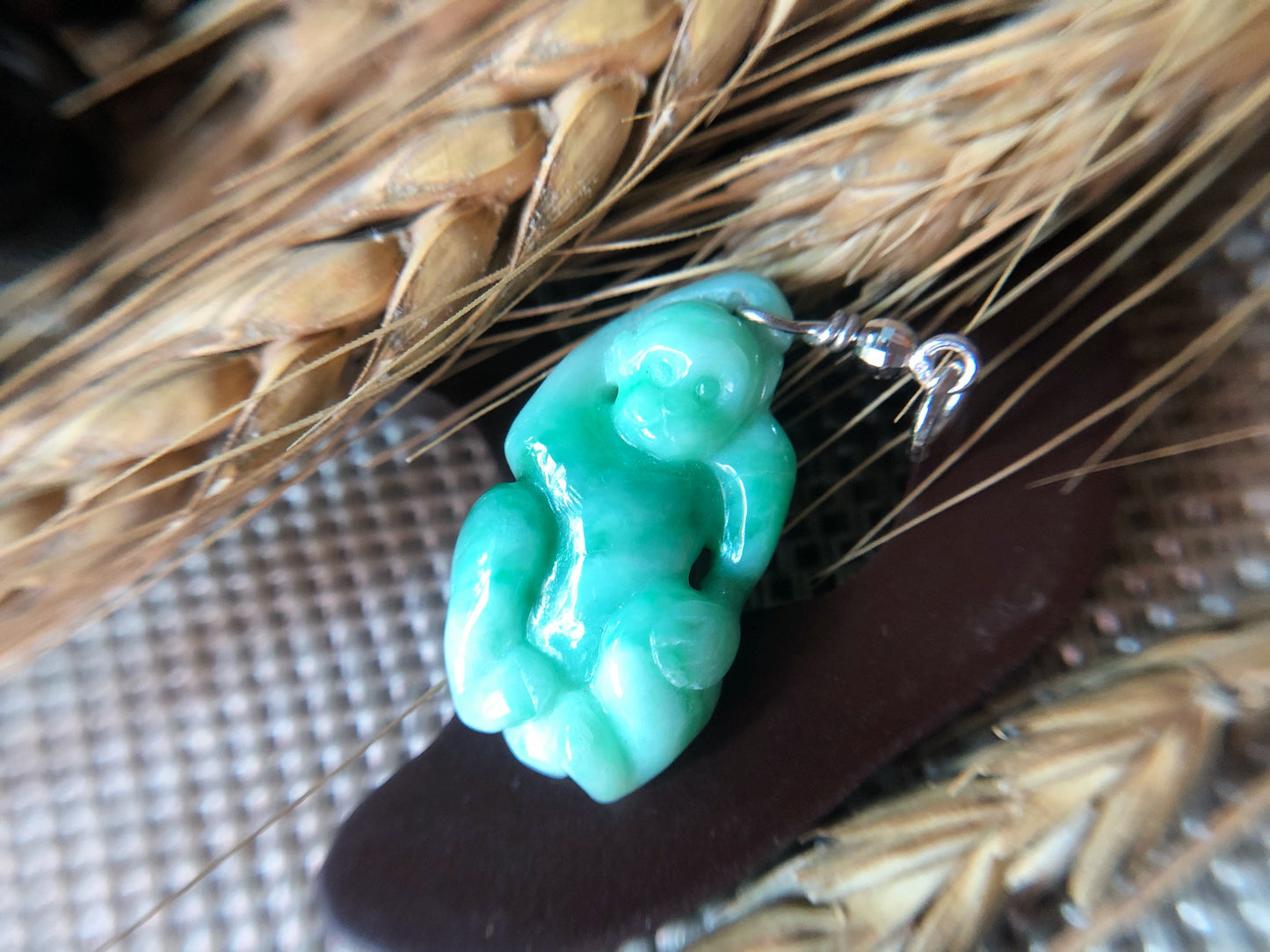 Apple Green Monkey Jadeite Jade Pendant