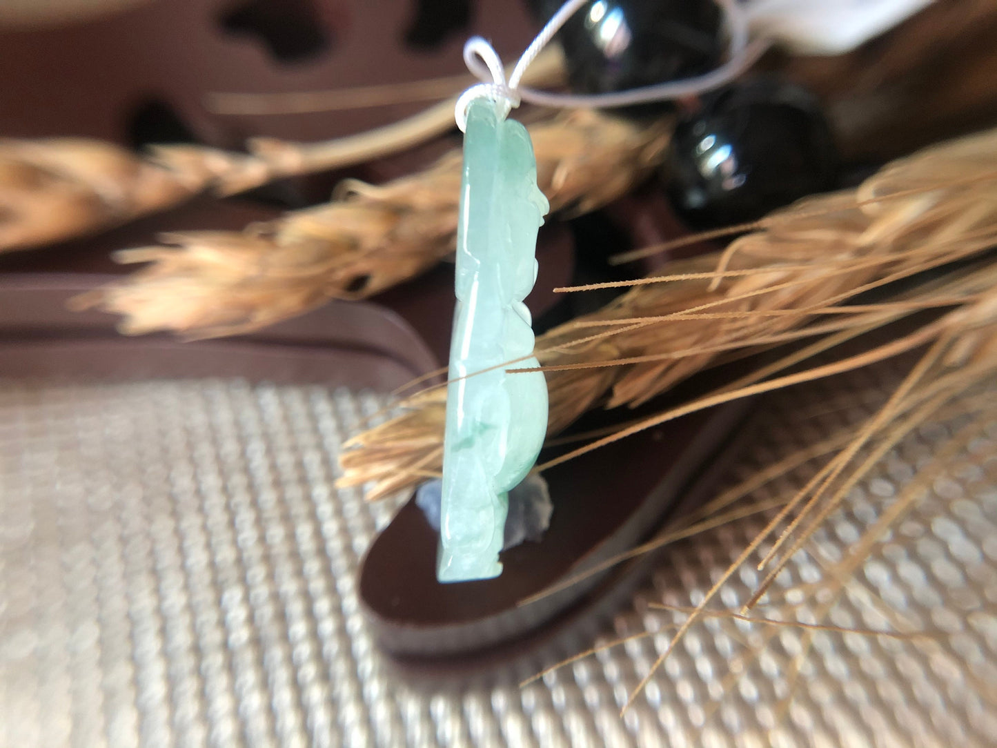 Icy Type Green Jadeite Happy Buddha Pendant