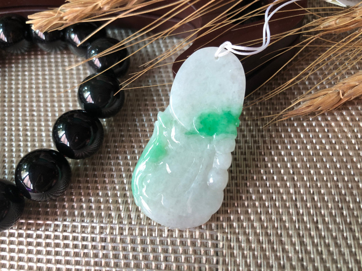 Green Jadeite Guan Yin Pendant - Meditation Buddha