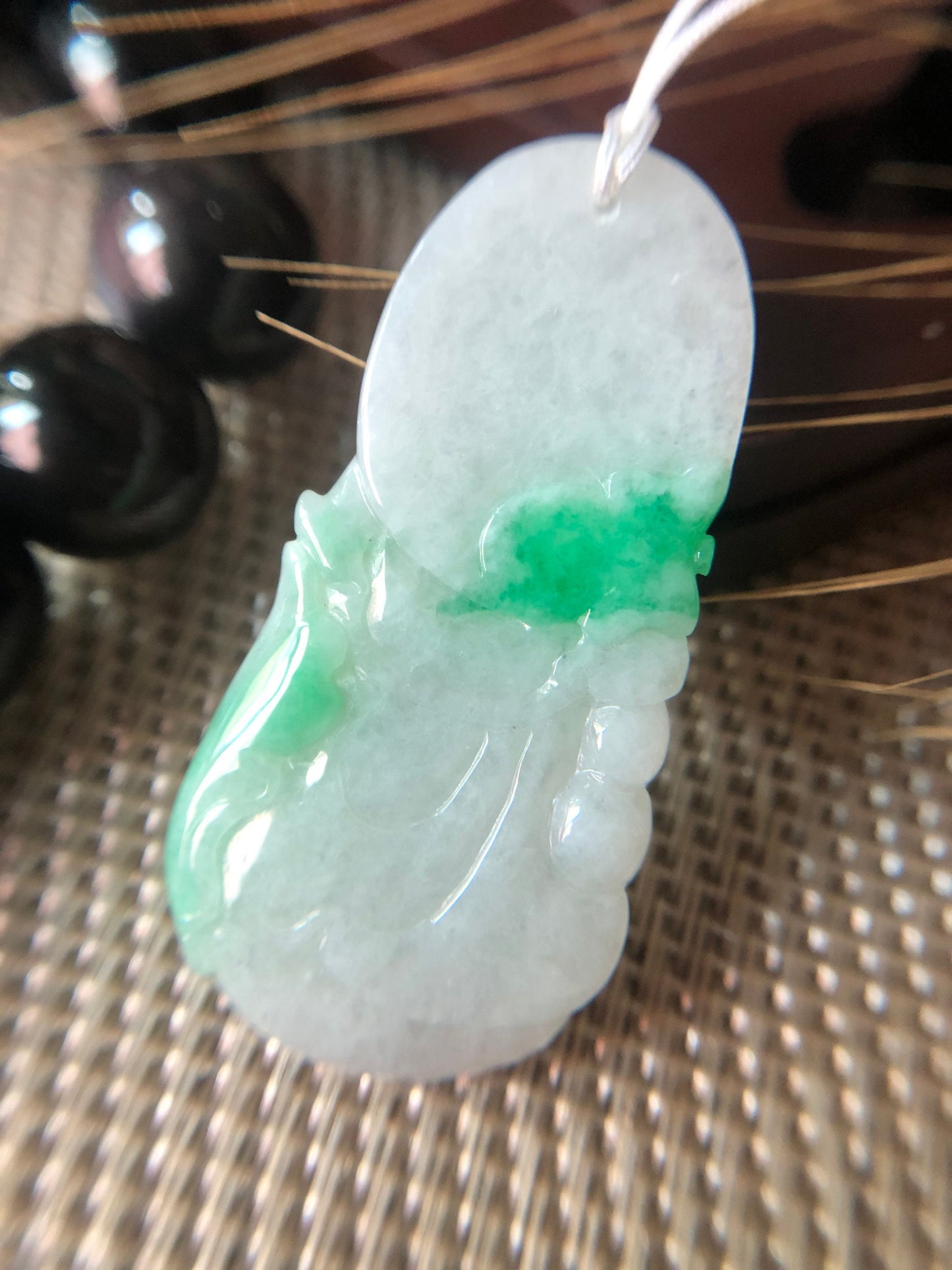 Green Jadeite Guan Yin Pendant - Meditation Buddha