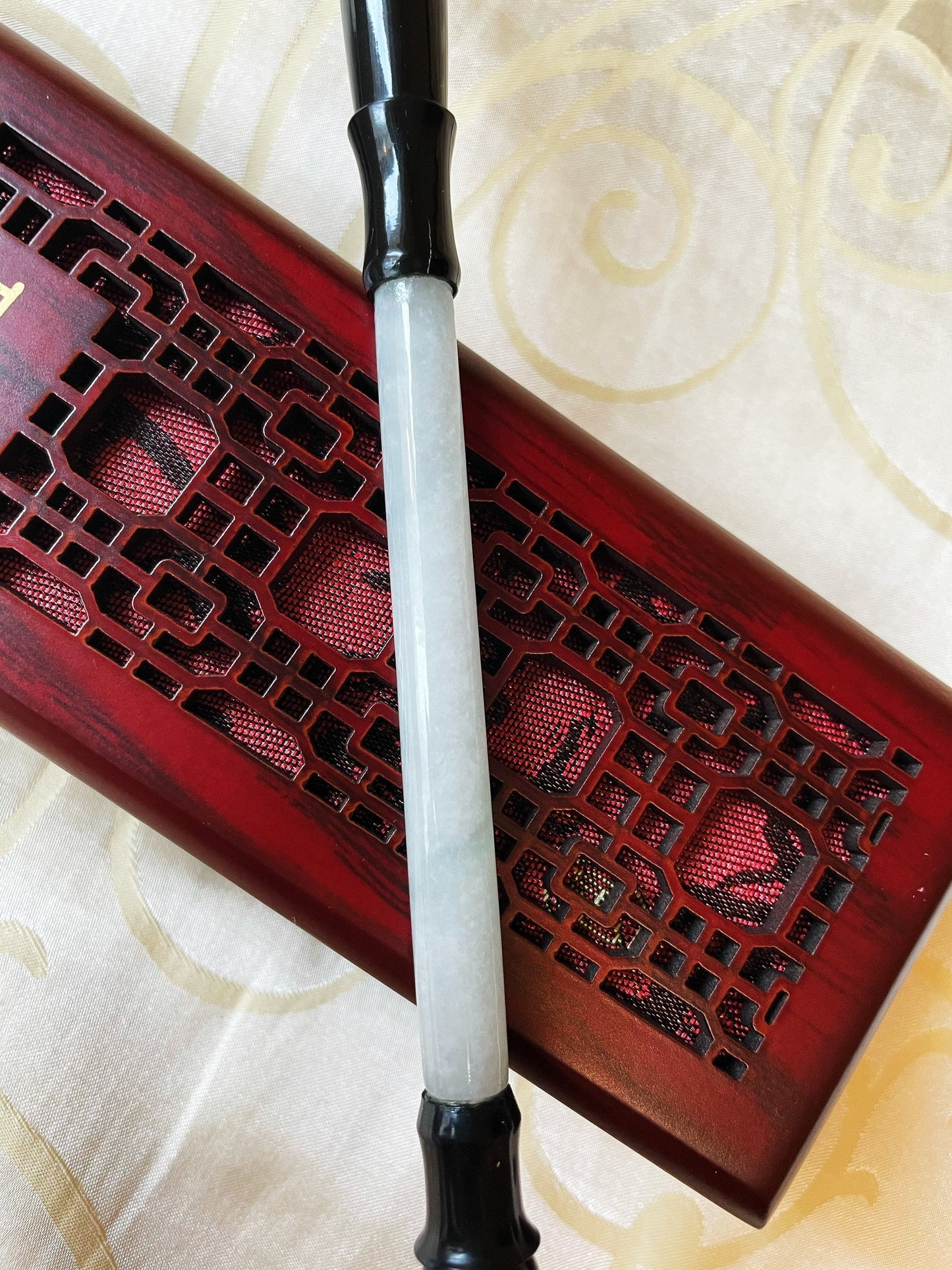 Natural White Jade Calligraphy Brush for Artistic Writing and Painting