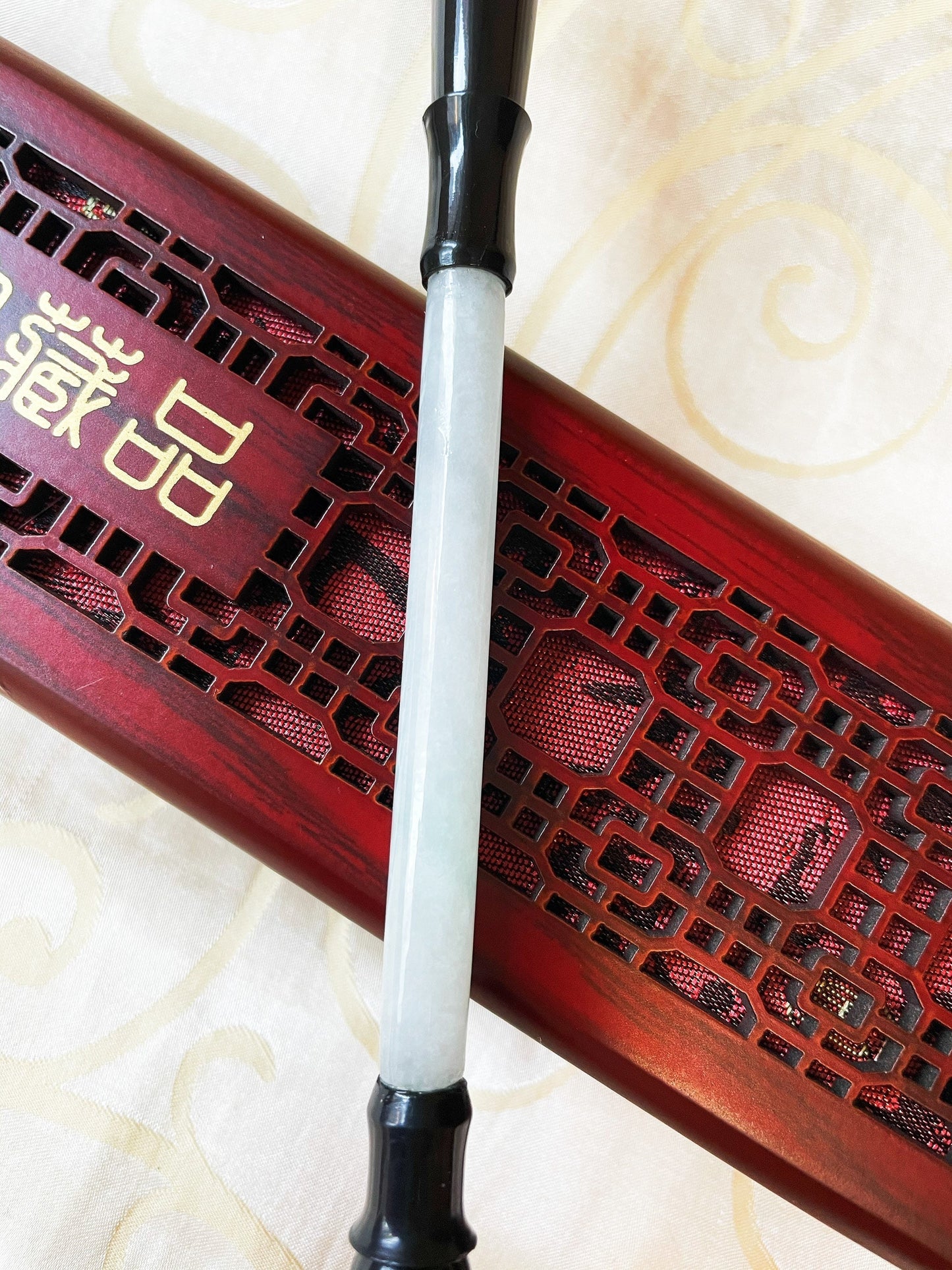 Natural White Jade Calligraphy Brush for Artistic Writing and Painting