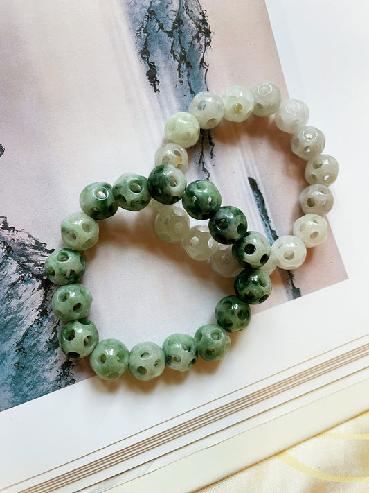 Jadeite Bead Bracelet - Peace and Luck