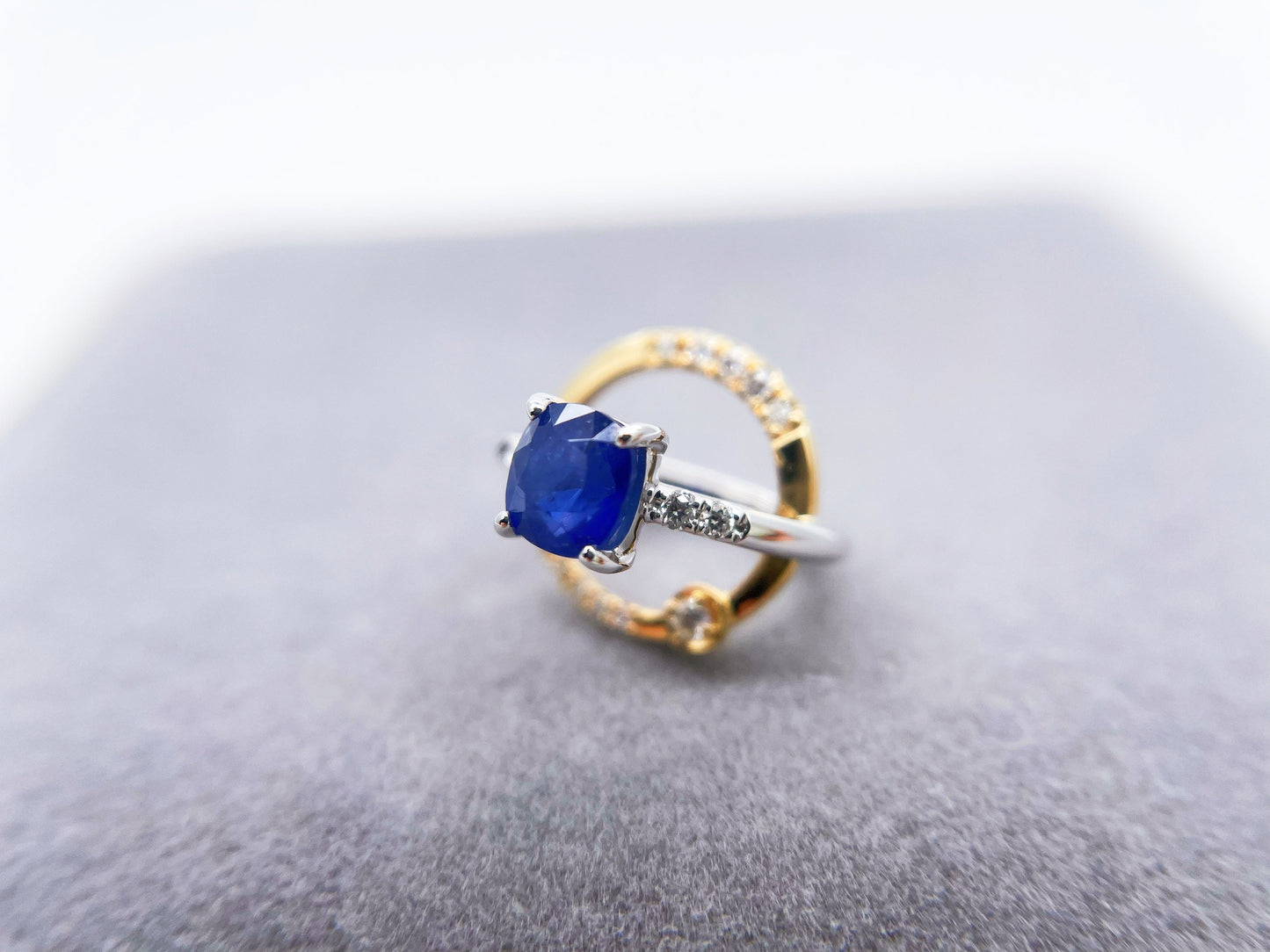 18k Bi-color Gold Blue Sapphire Diamond Galaxy Pendant