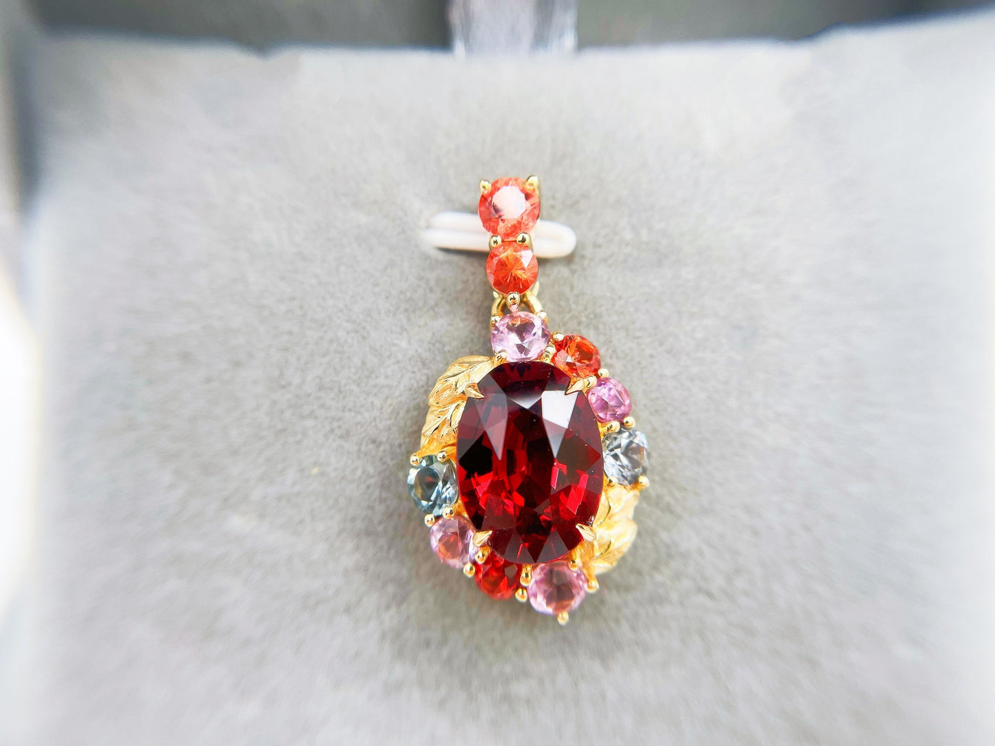 Red Garnet and Burma Spinel Pendant