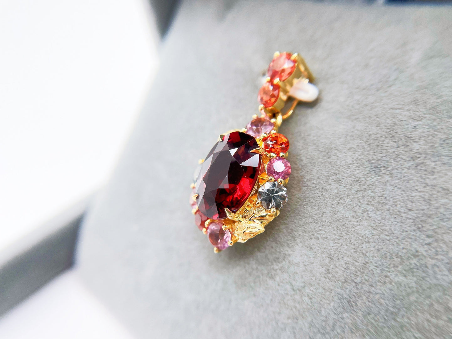 Red Garnet and Burma Spinel Pendant