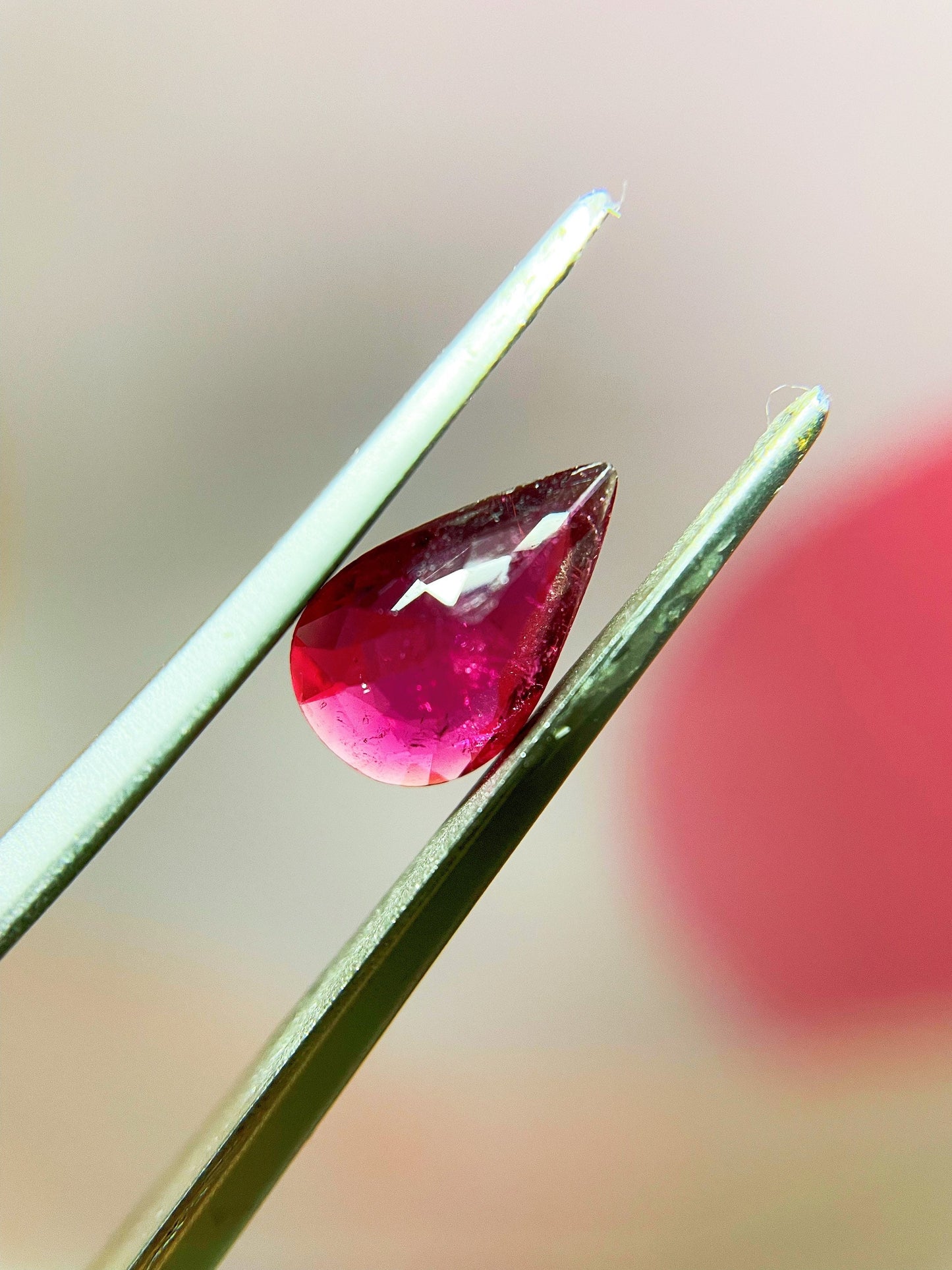 Natural Purplish Red Tear Drop Rubellite Tourmaline