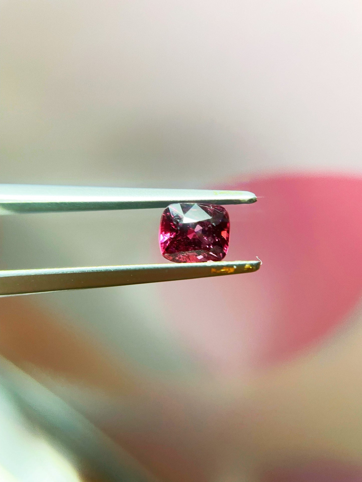 Natural Myanmar Cushion Cut Purplish Red Spinel