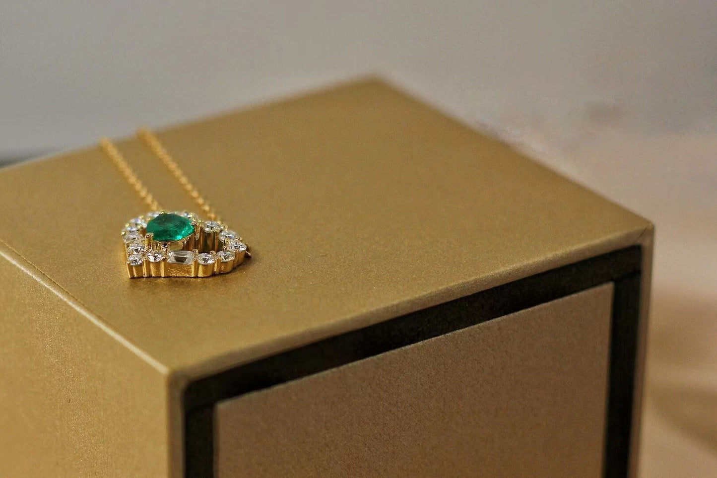 Certified Natural Emerald Pendant - 18K Gold Moissanite