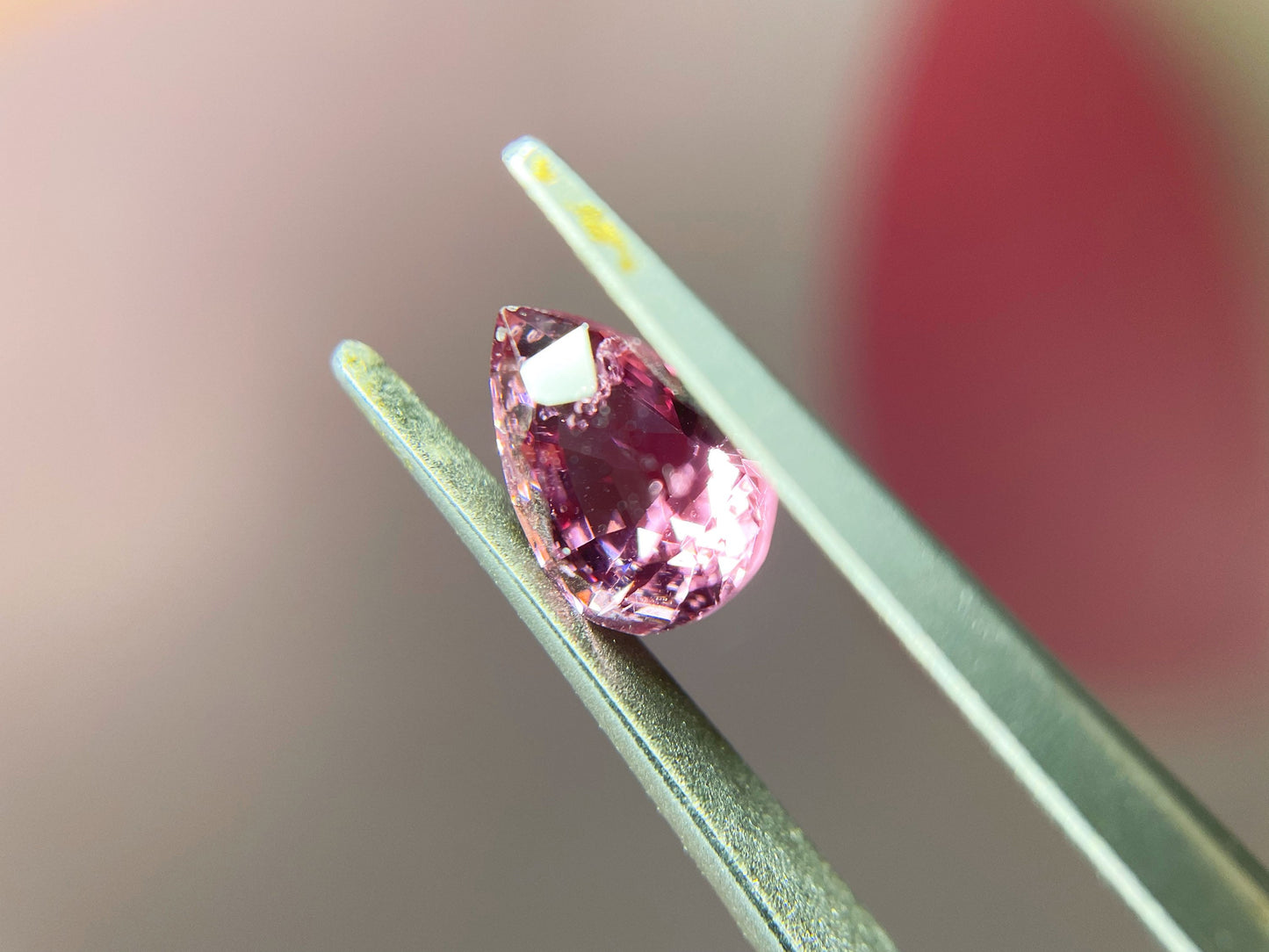 Natural Myanmar Purplish Red Tear Drop Spinel Gemstone