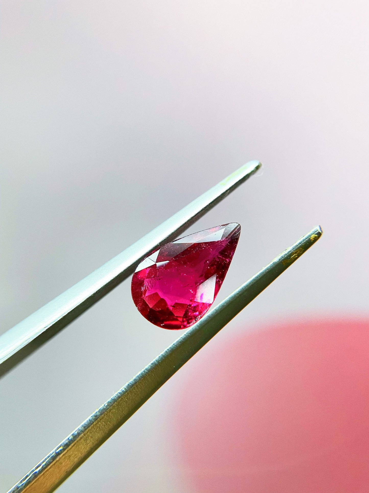 Natural Purplish Red Tear Drop Rubellite Tourmaline