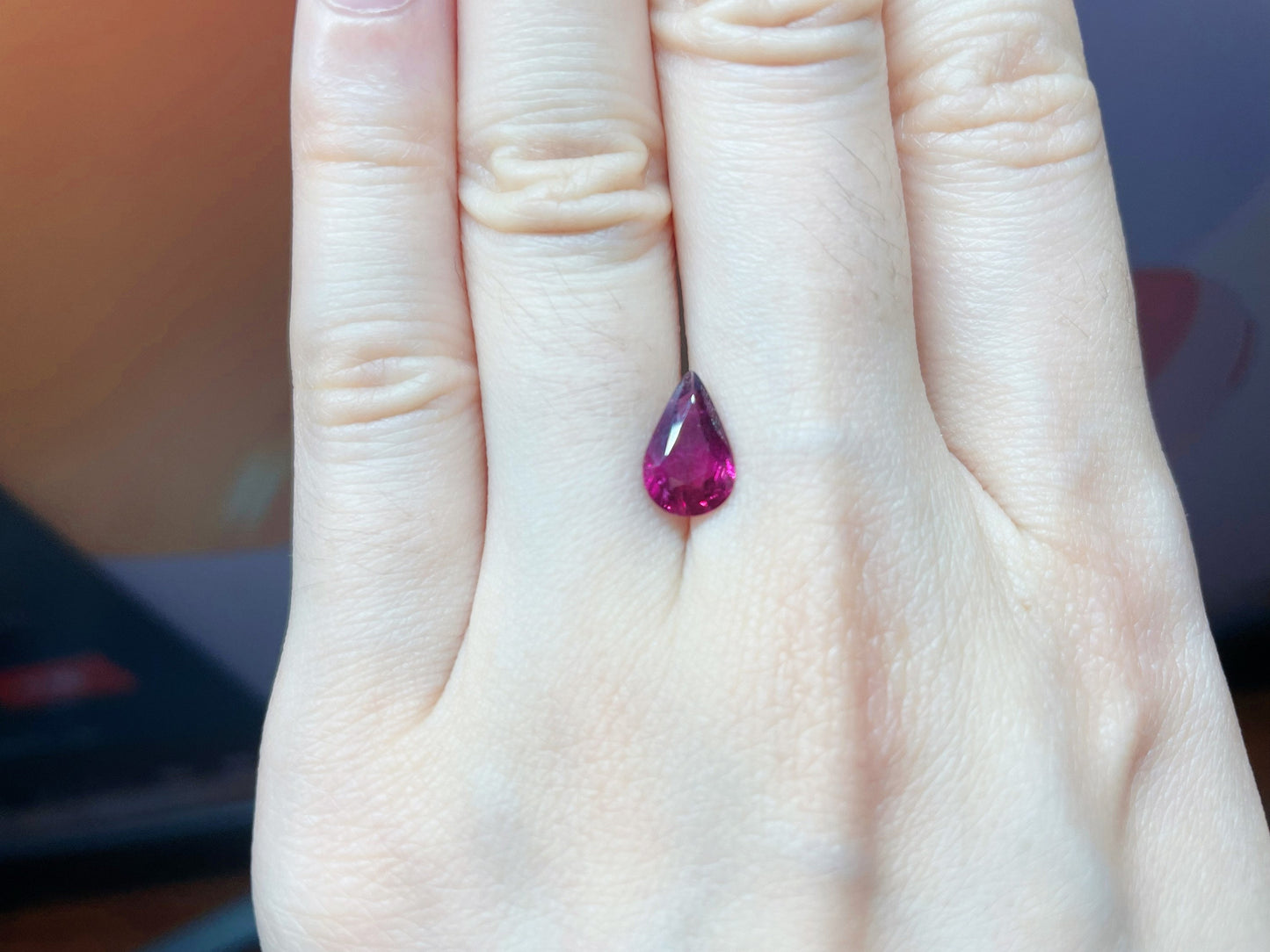 Natural Purplish Red Tear Drop Rubellite Tourmaline