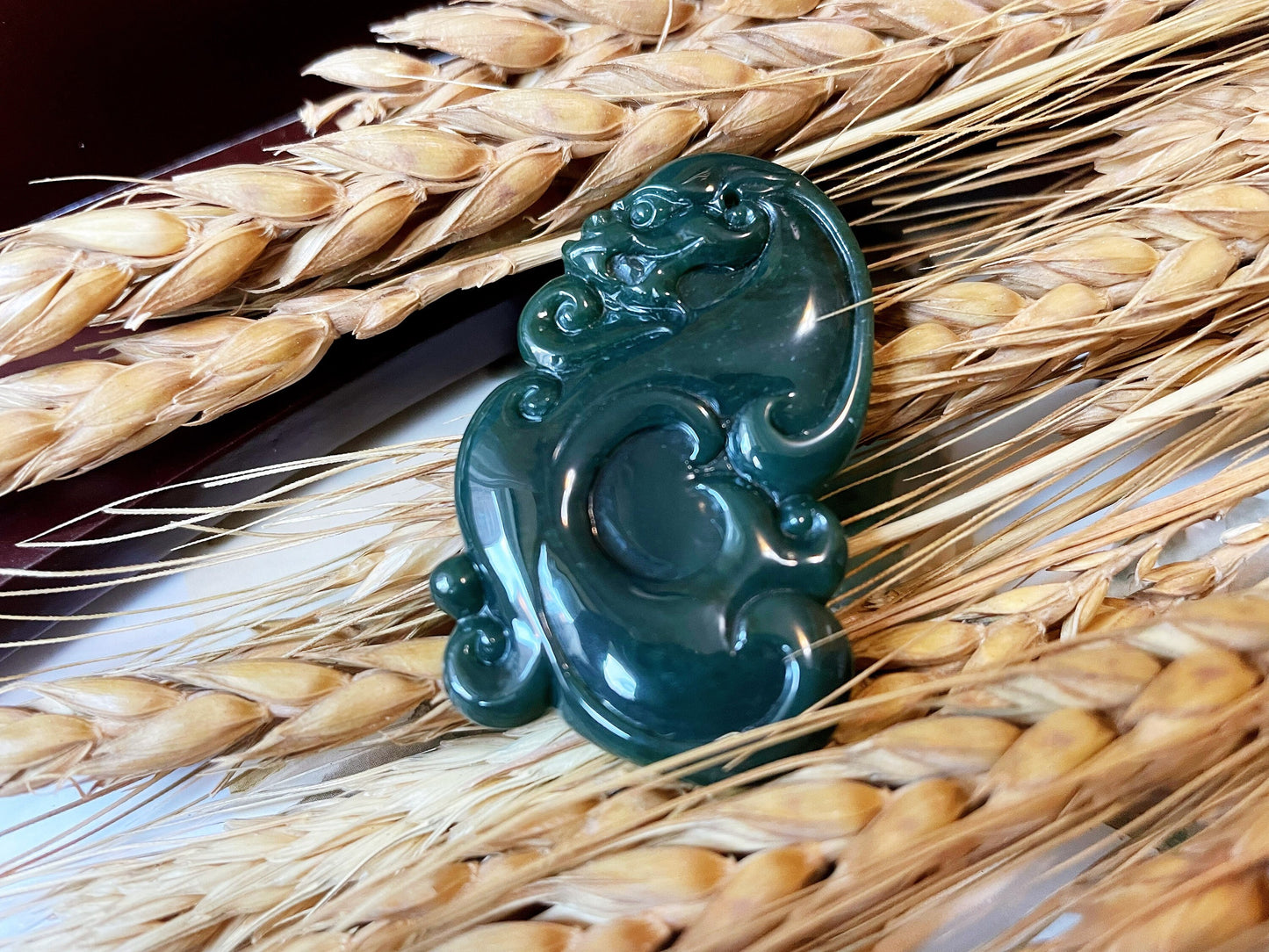 Guatemala Dragon Dark Green Jade Pendant