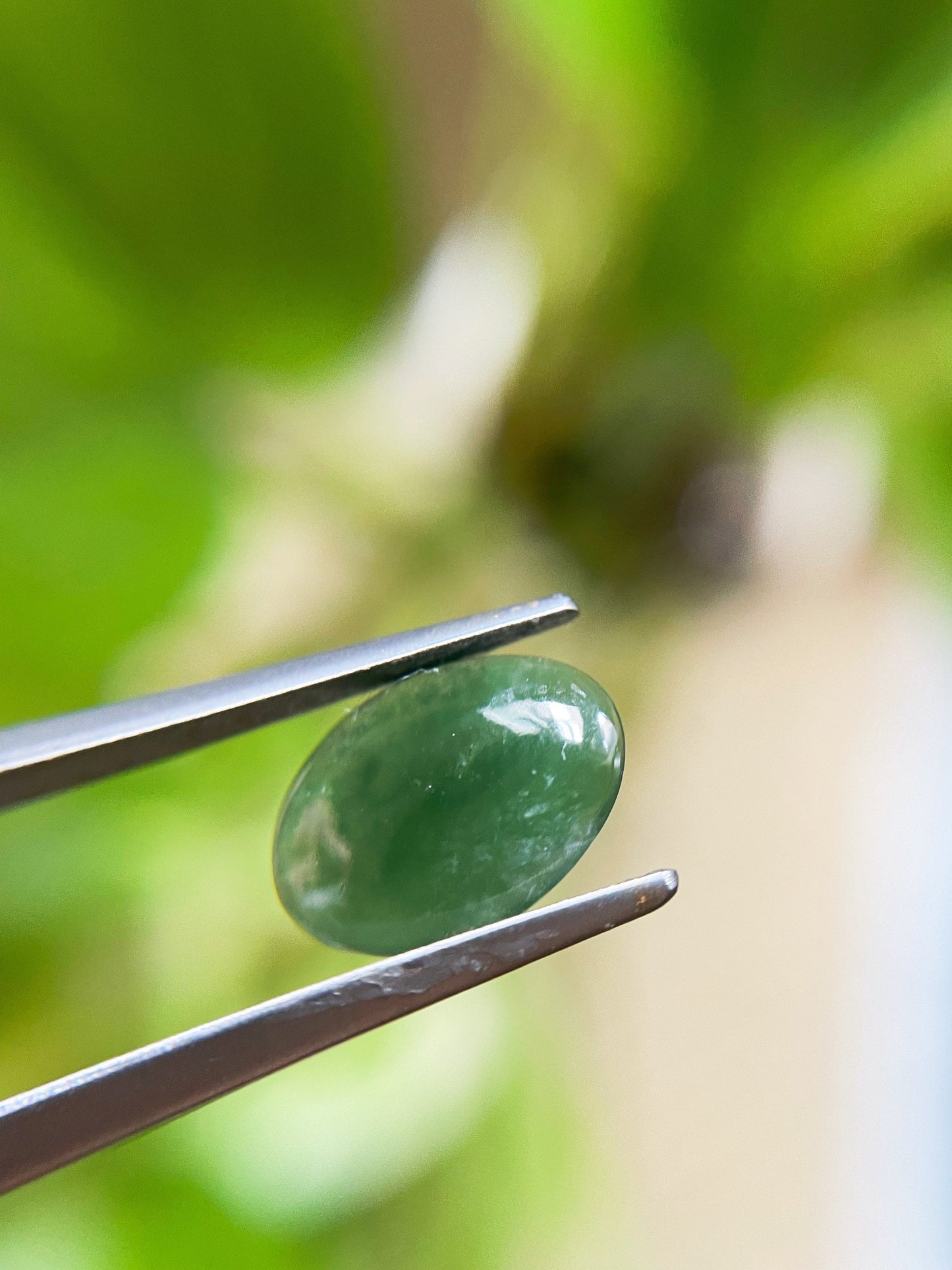 Mossy Green Jadeite Cabochon Loose Gemstone