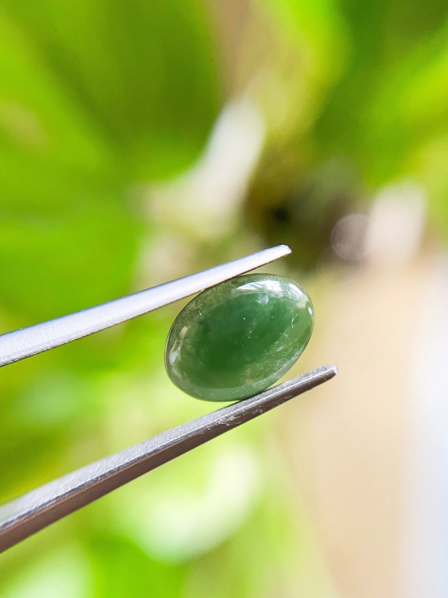 Mossy Green Jadeite Cabochon Loose Gemstone