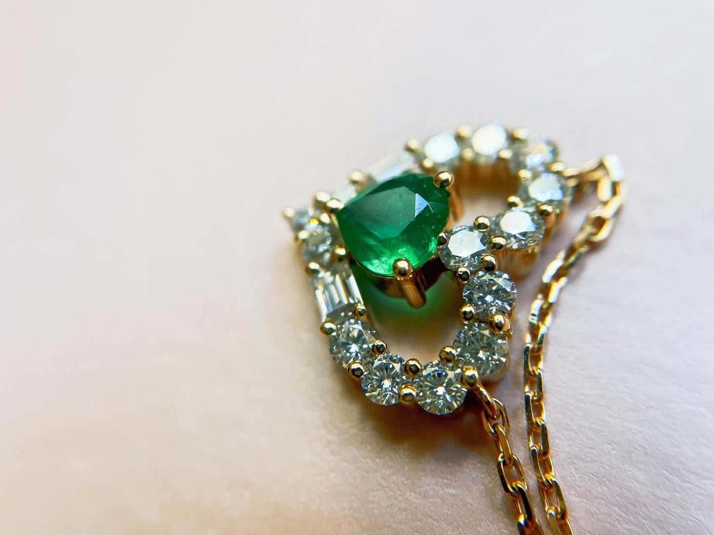 Certified Natural Emerald Pendant - 18K Gold Moissanite