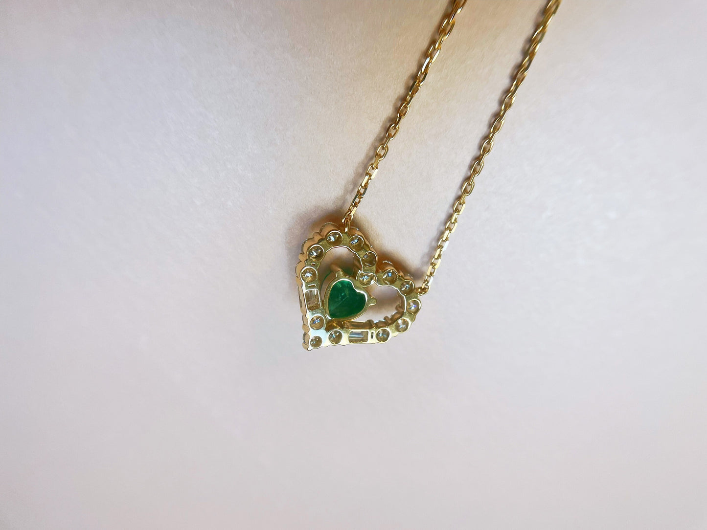 Certified Natural Emerald Pendant - 18K Gold Moissanite