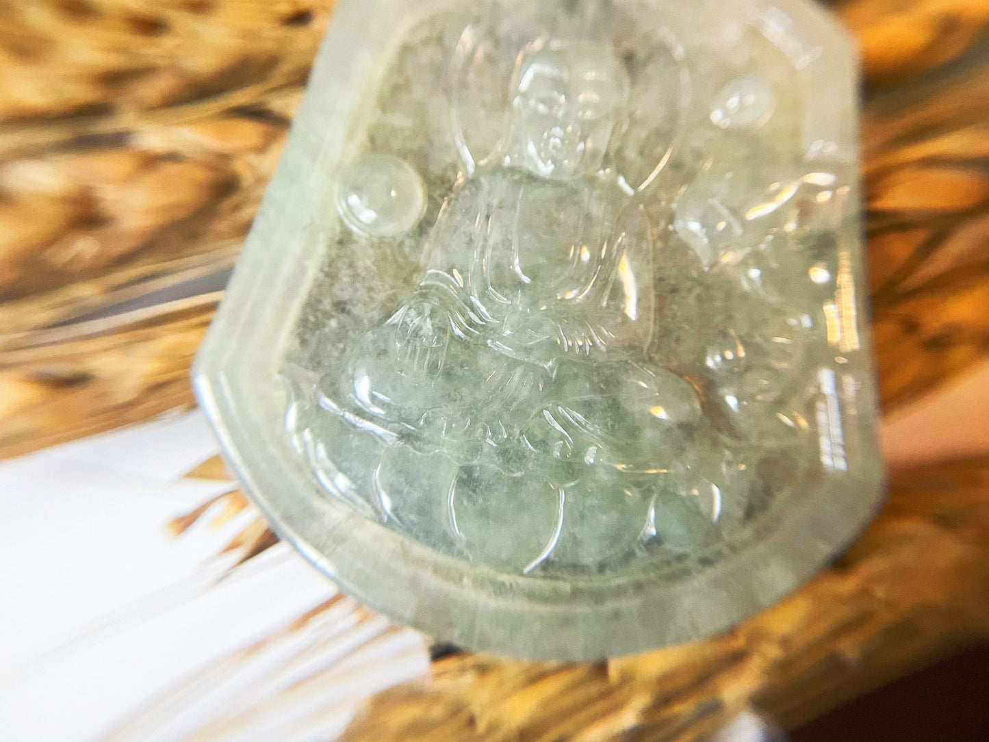 Translucent Jadeite Buddha Pendant - Meditation