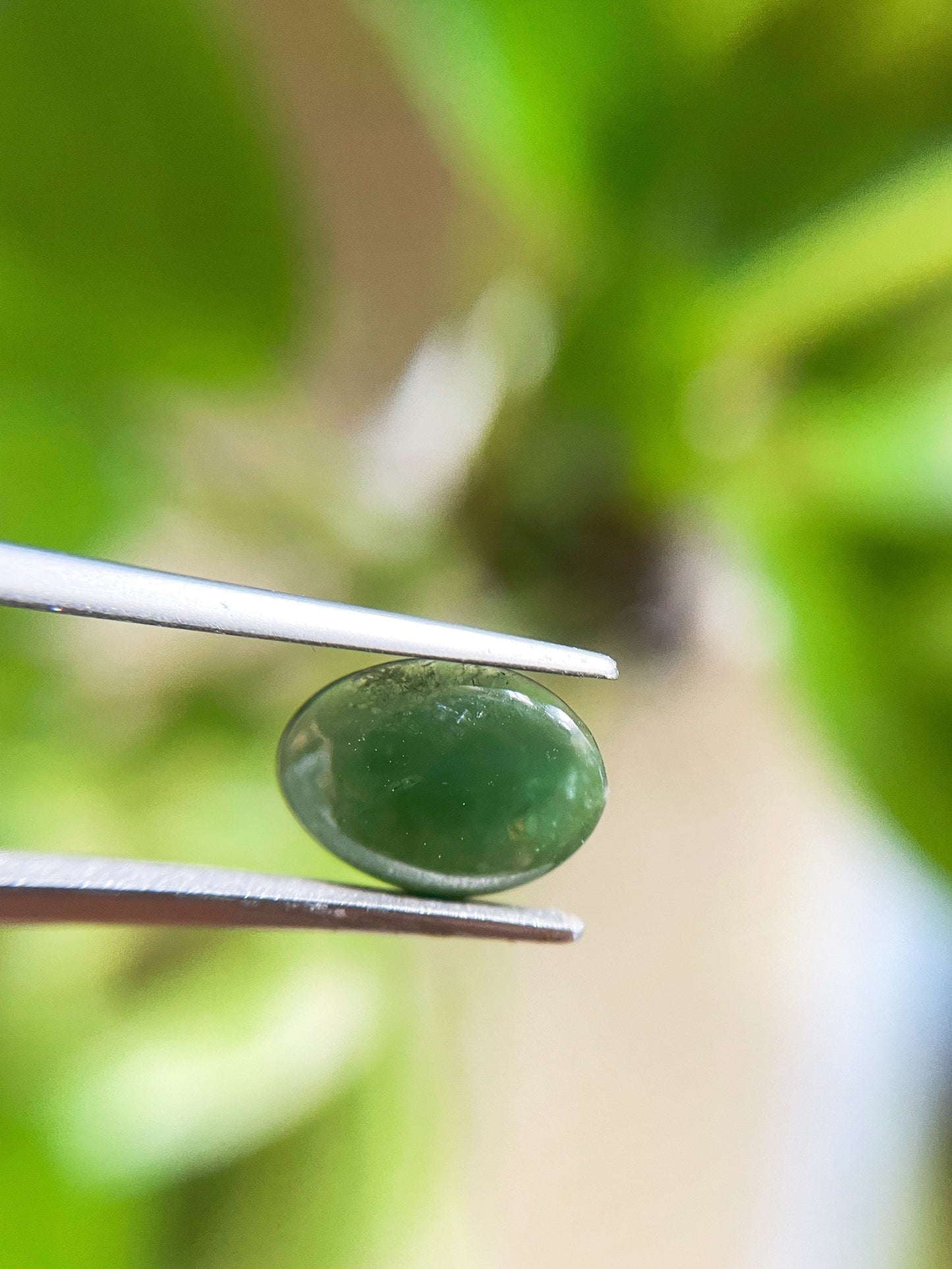 Mossy Green Jadeite Cabochon Loose Gemstone