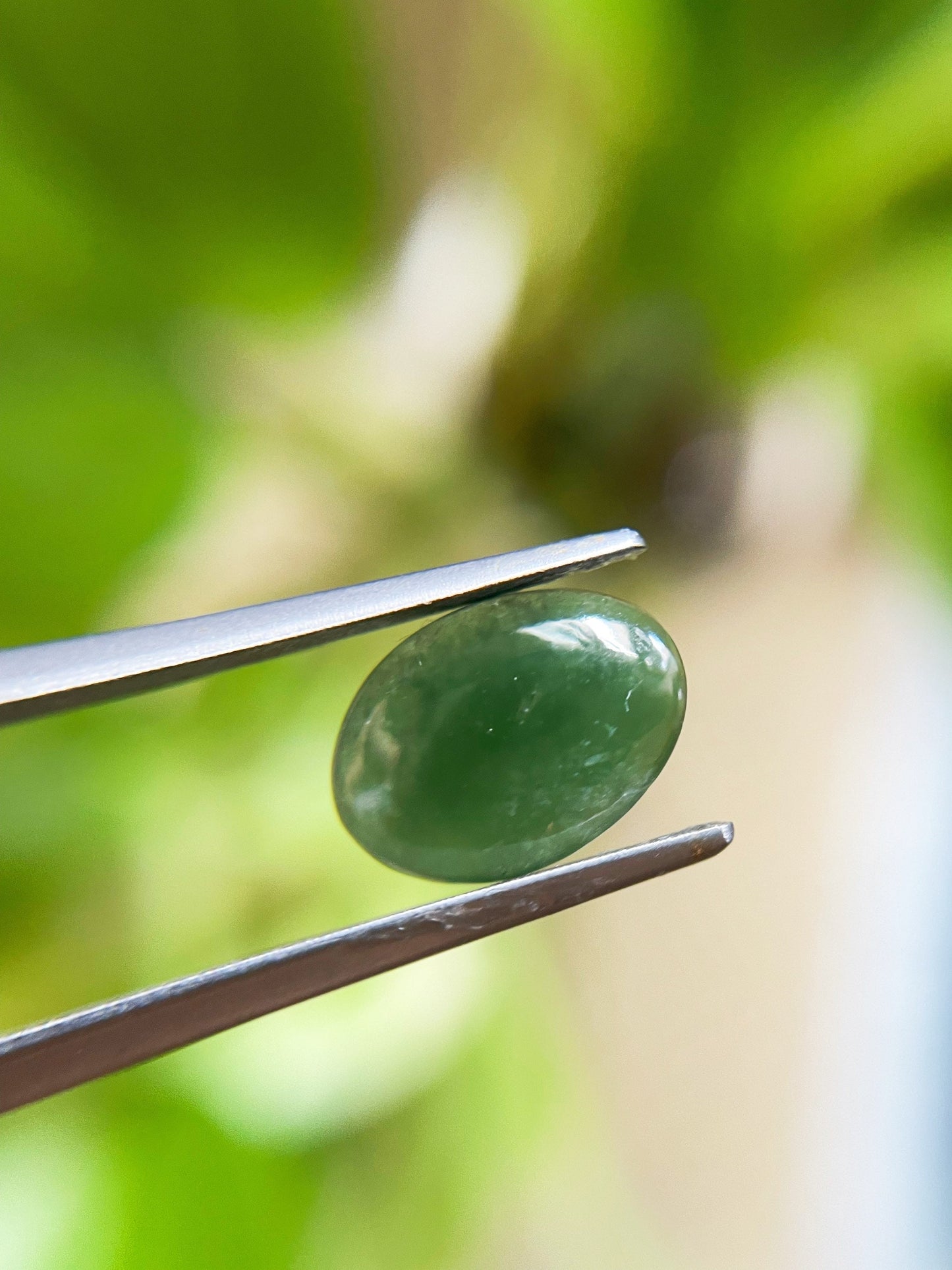 Mossy Green Jadeite Cabochon Loose Gemstone