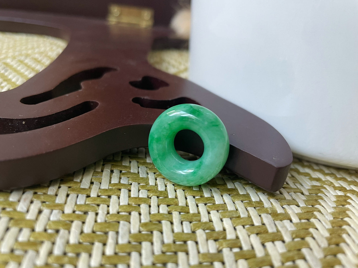 Green Jadeite Donut Pendant