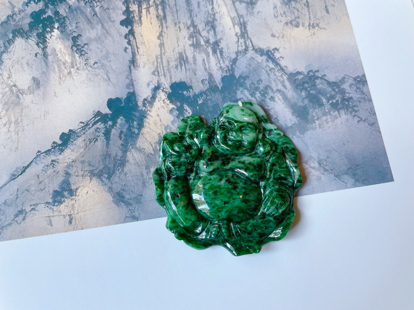 Green Jade Buddha Pendant Necklace