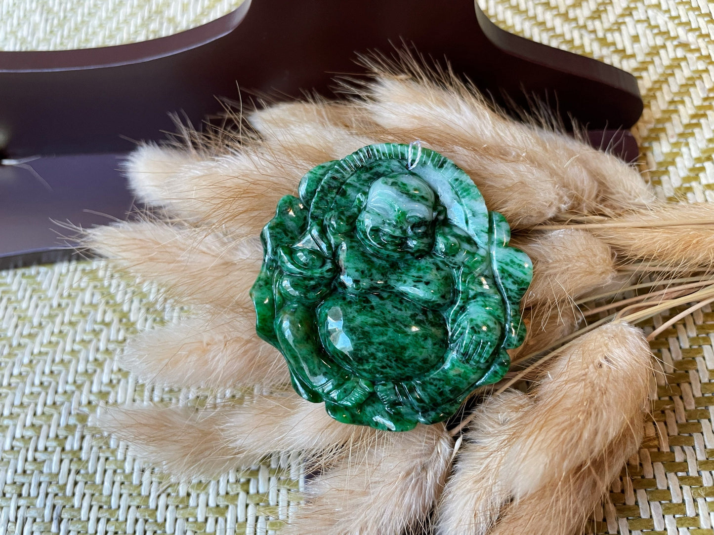 Green Jadeite Happy Buddha Pendant