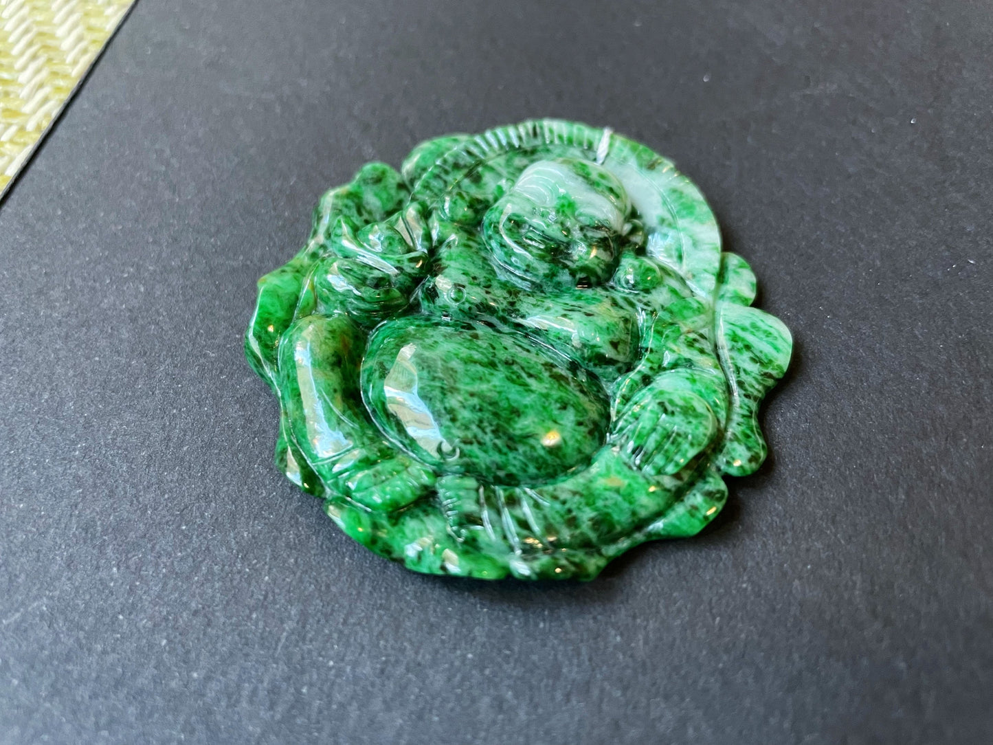 Green Jadeite Happy Buddha Pendant