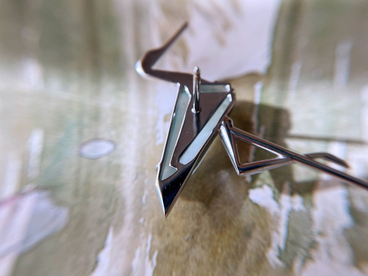 Icy Jadeite Crane Brooch - Symbol of Longevity