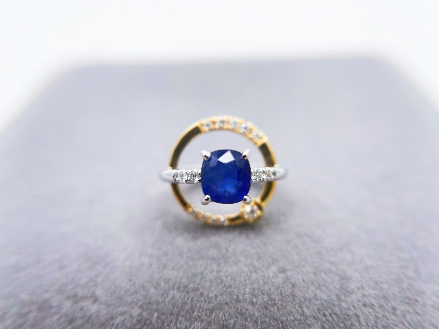 18k Bi-color Gold Blue Sapphire Diamond Galaxy Pendant