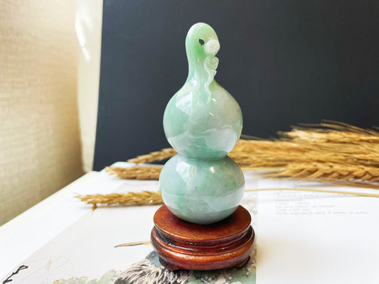 Calebasse verte pomme Hulu Jadeite Feng Shui Sculpture